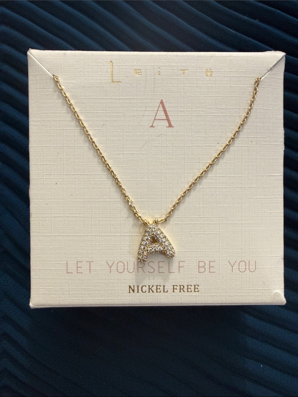 Leith Gold Crystal Chevron A letter Pendant Necklace